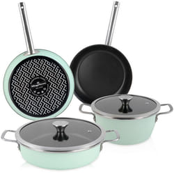 Batterie de Cuisine à Induction 6 Pièces Antiadhésif sans PFOA Design Vintage Magefesa Nordic Verde  Vert 02841