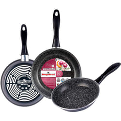 Gransasso Set 3 Poêles à frire 18-20-24cm, Induction, pierre Non Adhérente sans pfoa Gris - Magefesa