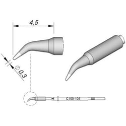 JBC - Tools C115105 Panne de fer à souder forme ronde, forme coudée Taille de la panne 0.3 mm Contenu 1 pc(s)