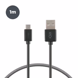 Ksix BXCUSB01, 1 m, USB A, Micro-USB A, Noir