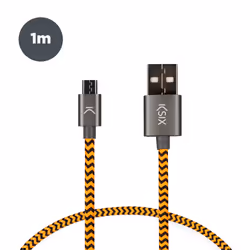 Ksix BXCUSBTNJ, 1 m, USB A, Micro-USB B, Noir, Orange