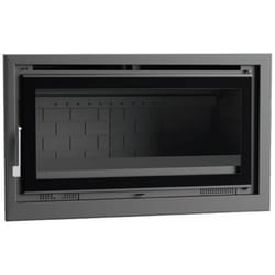 Insert a bois en acier, foyer en fonte, verre serigraphie - couleur noir - Made in Spain