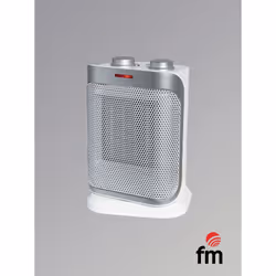 FM Calefacción TC-1900, Chauffage de ventilateur électrique, Vitrocéramique, Intérieure, Sol, Gris, Blanc, Rotatif
