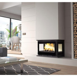 Insert à bois 3 faces ventilé - FIREMATIC Abby 12.8 kW Foyer en fonte - Porte fonte - sans vitre sérigraphiée