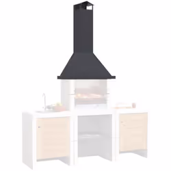 Description générale Hotte avec cheminée fabriquée en acier au carbone de 2 mm, résistante à des températures allant jusqu'à  ...
