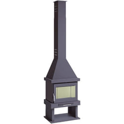 Cheminee a bois en acier, bucher - couleur noir - Made in Spain