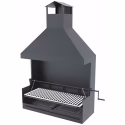 Description générale Barbecue charbon de bois artisanal à poser, équipé d'une hotte et d'un élévateur pour une cuisson optima ...