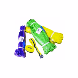Lot de 3 élingues rondes sans fin 100% polyester. 1 tonne - violet, 2 m, largeur 45 mm 2 tonnes - vert, 3 m, largeur 50 mm 3  ...