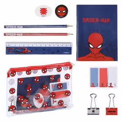 Fournitures scolaires - Marvel - Spiderman - Set complet avec étui transparent - Rouge - Mixte