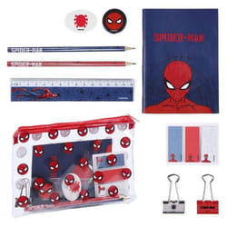 Fournitures scolaires - Marvel - Spiderman - Set complet avec étui transparent - Rouge - Mixte