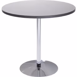 Table à pied central, Ø 800 mm, hauteur 720 mm, aggloméré gris clair. Produit livré = démonté. Longueur = 800 mm. Largeur = 8 ...