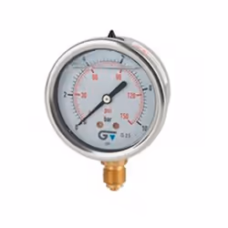 Manomètre à glycérine Raccordement inférieur Genebre Avec filetage mâle de 1/4" en laiton. Boîtier en acier inoxydable. Rempl ...