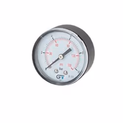 Manomètre. Manomètre à raccord arrière, étalonné entre 0 et 10 bar. Avec filetage mâle de 1/4" en laiton. Diamètre du cadran ...