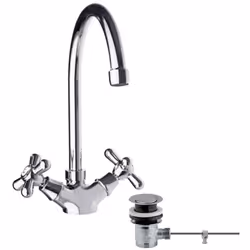 Grifo bimando para lavabo con caño giratorio y válvula automática de latón. La belleza de la colección Gaudí II es hoy en día ...