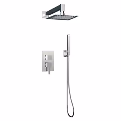 Présentation Ensemble mitigeur de douche encastré 2 voies Avec bras mural, douche de tête, douchette, flexible et support KUA ...