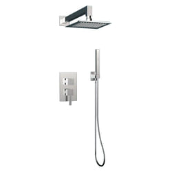 Ensemble mitigeur de douche encastré 2 voies avec bras mural, douche de tête, douchette, flexible et support kuatro nk