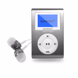 Sunstech MP3 Dedalo II 8Gb micro USB, Lecteur MP3, 8 Go, 3,5mm, Radio FM, Gris, Casque audio
