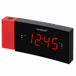 Sunstech FRDP3, Horloge, Numérique, FM, LED, 3,05 cm (1.2"), Noir, Rouge