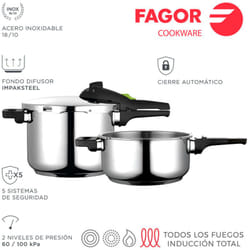 Fagor - super cuiseur rapide rapid 4+6 l acier inoxydable 18/10 4l ø22x12cm 6l ø22x17cm