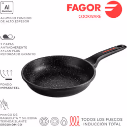 poêle alutherm ø18cm aluminium 3004. fonte d'aluminium de grande épaisseur. épaisseur du corps 2mm. double couche anti-adhési ...