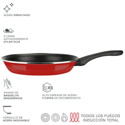 Poele Optimax Ø30cm Rouge Acier Aisi 430 Fagor