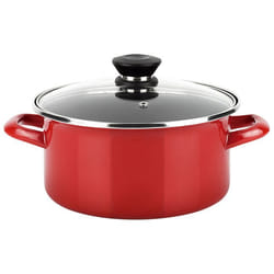 Casserole Induction 24 cm Acier Émaillé Antiadhésif sans PFOA Couvercle Verre FAGOR Optimax Rouge 00925