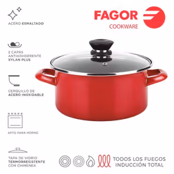 Casserole - Fagor - Optimax - Ø26cm - Acier émaillé - Antiadhésif double couche