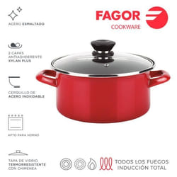 Casserole - Fagor - Optimax - Ø26cm - Acier émaillé - Antiadhésif double couche