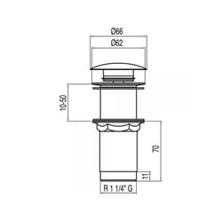 Tres Grifería - Bonde de lavabo sans trop‑plein ø 66 mm click‑clack - tres 13454060