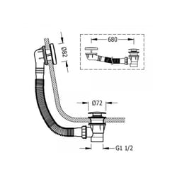 Vidage baignoire avec trop‑plein et valve automatique ø 72 mm click‑clack - tres 13453420