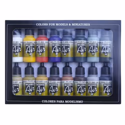 Vallejo 71.178, Noir, Bleu, Marron, Vert, Ocre, Olive, Rouge, Blanc, Jaune, Peinture acrylique, Liquide, 17 ml, 16 pièce(s)