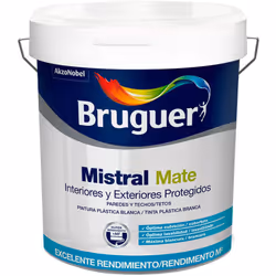 Mistral blanc mat peinture plastique 0,75l litres 5586676 bruguer. Peinture plastique blanche pour intérieur et extérieur. Pr ...