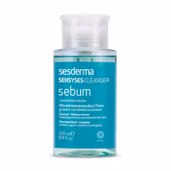 Sesderma Sensyses Cleanser Sebum 200 ml, Lotion démaquillante, Femmes, Peau mixte, Peau grasse, Resserrement des pores, Redre ...