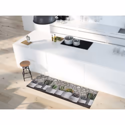 Tapis de cuisine gris rectangulaire dessins avec des fleurs RICCI