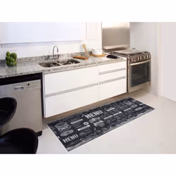 Tapis de cuisine noir rectangulaire dessin Menu RICCI