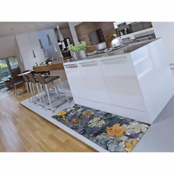 Tapis de cuisine bleu rectangulaire dessins avec des feuilles RICCI