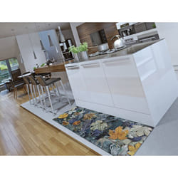 Tapis de cuisine bleu rectangulaire dessins avec des feuilles RICCI
