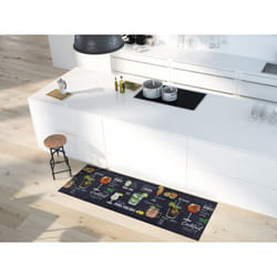 Tapis de cuisine noir rectangulaire dessins cocktails RICCI
