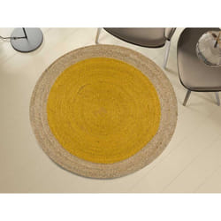 Tapis intérieur moutarde rond moderne MAHON