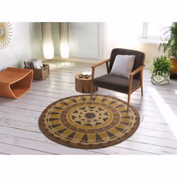 Tapis intérieur multicolore rond ethnique TONGA