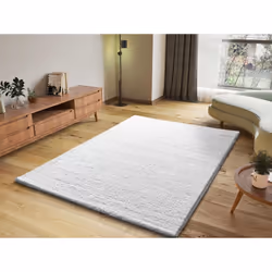 Tapis intérieur blanc rectangulaire shaggy uni ATLAS