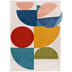 Tapis extérieur multicolore rectangulaire géométrique avec relief MILA