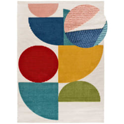 Tapis extérieur multicolore rectangulaire géométrique avec relief MILA