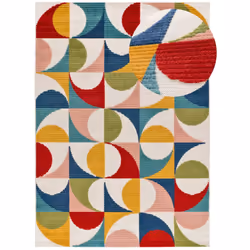 Tapis extérieur multicolore rectangulaire géométrique avec relief MILA