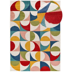 Tapis extérieur multicolore rectangulaire géométrique avec relief MILA