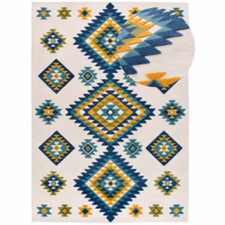Tapis extérieur multicolore rectangulaire ethnique avec relief MILA