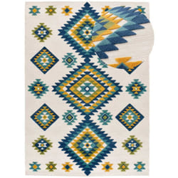 Tapis extérieur multicolore rectangulaire ethnique avec relief MILA