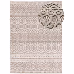Tapis intérieur beige rectangulaire ethnique avec relief ELEMENT