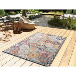 Tapis extérieur multicolore rectangulaire vintage LUNA