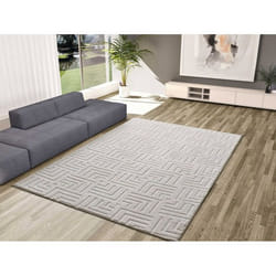 Tapis intérieur crème rectangulaire géometrique avec relief ESTILO